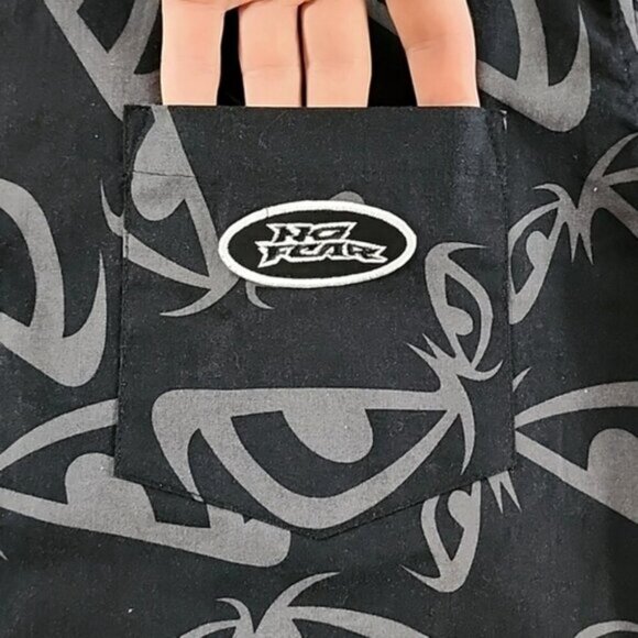 NWT No Fear Men's Black Grey Button Up Short Sleeves Cotton Shirt Size Small - Picture 3 of 10